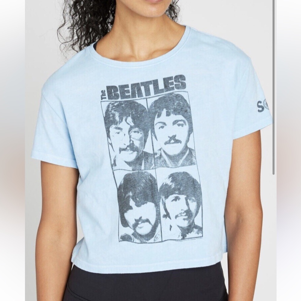 SoulCycle light blue Tee with Beatles